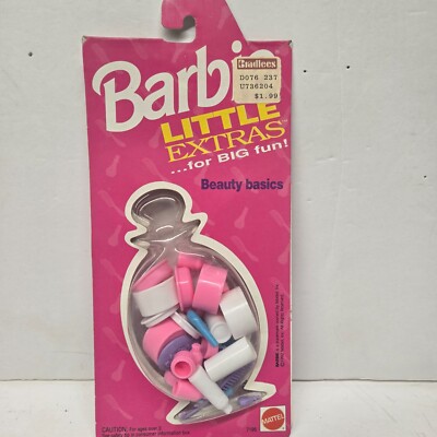 Vintage New on Card Pink Box Barbie Little Extras For Big Fun Beauty Basics 1992
