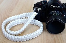 NEW WHITE PARACORD CAMERA NECK STRAP DSLR MIRRORLESS SONY CANON NIKON FUJI 48"