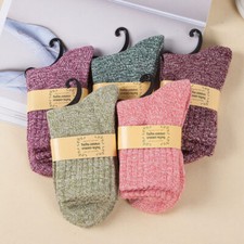5 Pairs Womens Thick Socks Wool Thermal Warm Knitting Nordic Ladies Socks Winter