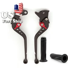 FXCNC BLACK Long Brake Clutch Lever w/Grip For CBR600RR 2007-2016 2015 2014 2013