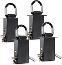 4 Pack Stake Pocket D Ring Heavy Duty Adjustable Trailer Stake Pocket,Black