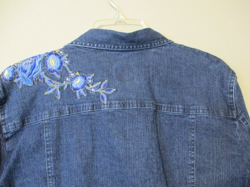 Ruby Rd New With Tags Denim Short Jacket With Fancy Embroidery Sz 16 - Picture 7 of 8