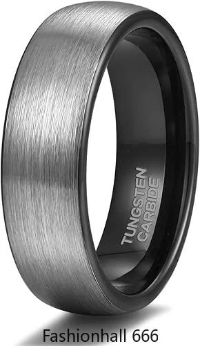 Anillo de boda con cúpula de tungsteno de 6 mm para hombre clásico cepillado pareja promesa anillo Foto 3 de 4