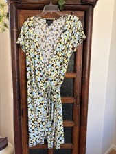 Scarlett Women’s Wrap Dress sz 12 Mint Brown Blue Floral Short Sleeve  Summer