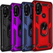 For Motorola Moto G Pure Phone Case, Kickstand Cover + Tempered Glass Protector