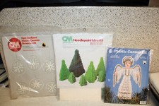 Lot of 3 Plastic Canvas Christmas Kits: Angel; Snowflake Ornaments; Trees