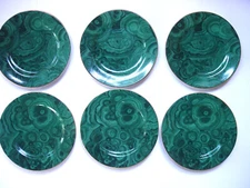 Vintage Neiman Marcus Green Malachite Salad/Bread/Dessert Plate SET of 6 RARE