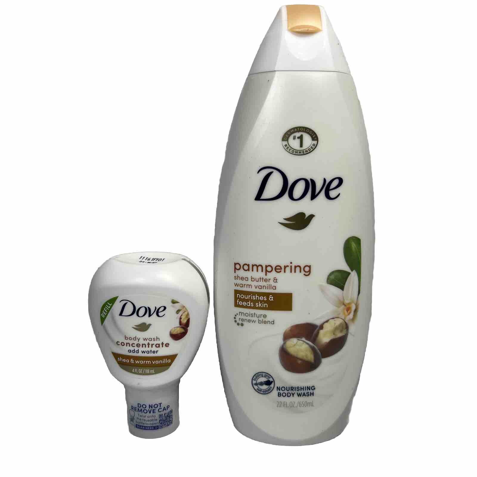 22 Oz Reg & 4 Oz Dove Concentrate Body Wash Refill Shea Butter & Warm Vanilla eBay