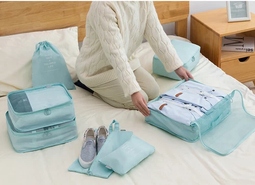 8-teiliges Reisegepäck Organizer Set Koffer Aufbewahrung Taschen Kleidung Packwürfel - Bild 10 von 29
