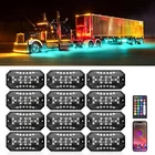 12 Pods Full Angle RGBW LED Rock Lights Wheel Well Lights APP/RF Remote Control