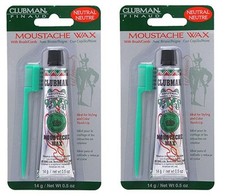 Pack Of 2 Clubman Pinaud Moustache Wax With Free Brush/Comb Neutral, 0.5 Oz