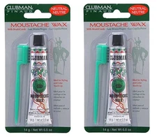 Pack Of 2 Clubman Pinaud Moustache Wax With Free Brush/Comb Neutral, 0.5 Oz