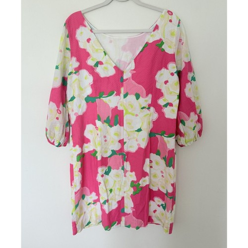Lilly Pulitzer Cindy Hotty rosa Blumen Reißverschluss Minikleid Resort Boho Urlaub Gr. 12 - Bild 3 von 9