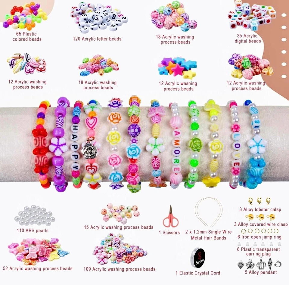 Bracelet Making Kit for Kids-650PCS Beads DIY Craft Set Jewellery Gift for Girls - Image 2 of 4