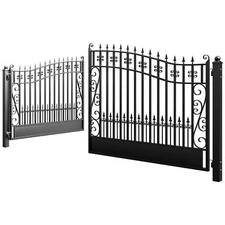 ZUMI 16x6ft Dual Swing Driveway Gates Outdoor Driveway Fence Gates for Home