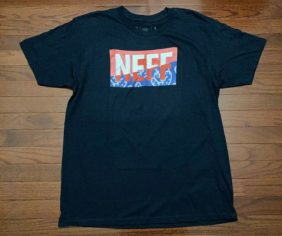 NEW NEFF HEADWEAR T SHIRT MENS MEDIUM DARK BLUE WHITE RED WORLD TEE PEACE M NWT