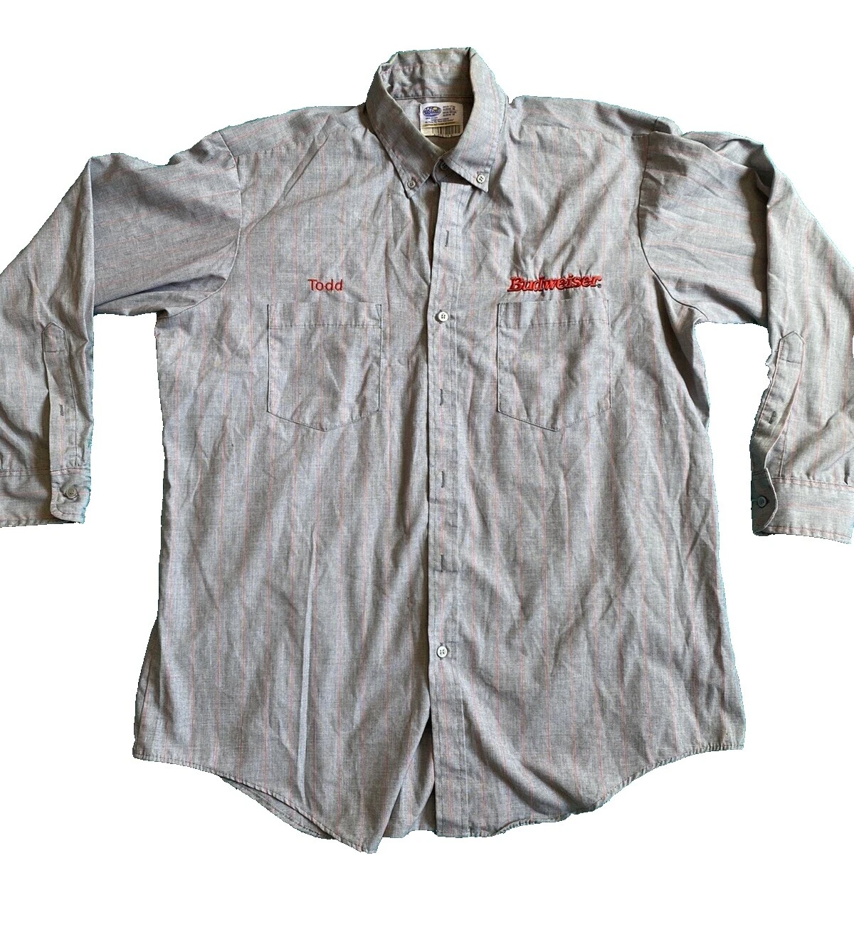 Budweiser Long Sleeve Casual Button-Down Shirts for Men