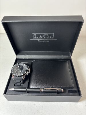 L Co Timepieces watch, pen, Bifold Wallet NEW in Box