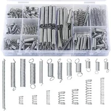 200pc Spring Assortment Set Zinc Plated Steel Compression & Extension Carburetor