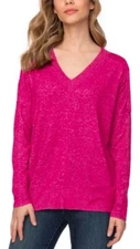 Buffalo David Bitton Ladies' Soft Cozy V-Neck Long Sleeve Top PINK Choose Size