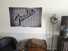 Fender Guitar Amp Logo Flag Banner 3x5 ft Mancave Garage Music Room