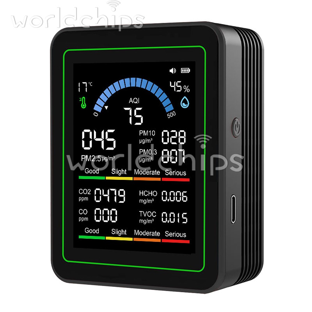 10-In-1 Air Quality Detector Pm2.5 Pm10 Pm Hcho Tvoc Co Co2 Formaldehyde Monitor