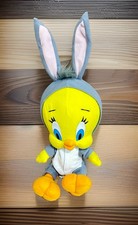 Vintage Looney Tunes TWEETY BIRD Easter Bunny Plush Stuffed Animal Toy 1999 9"