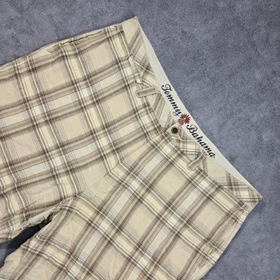 Tommy Bahama Plaid Shorts Mens 40 Tan Good Linen Silk Paradise Nation