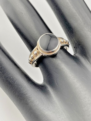 MARK WASSERMAN SAMARA MWS 925 STERLING SILVER ROUND BLACK ONYX RING SIZE 6 2891
