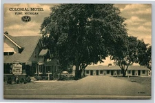 Vintage Colonial Motel Flint Michigan AAA Linen Postcard Curteich
