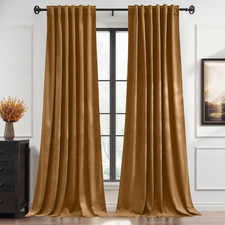 Cortinas de terciopelo dorado mostaza Stangh 90 pulgadas de largo cortinas ocre suaves de lujo para