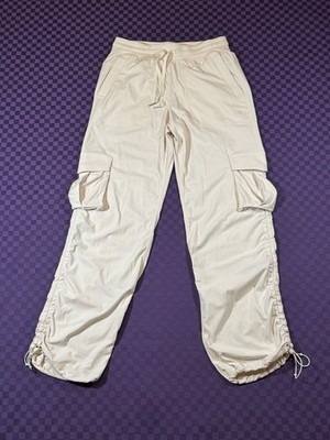 Lululemon Off-White Drawstring Utility Cargo Pants with Ruched Hem Detail