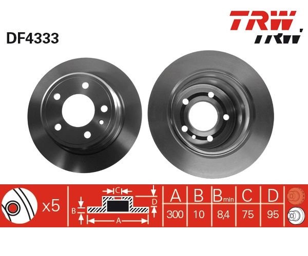 2 St. Bremsscheibe Trw DF4333 FüR Bmw 5Er 5Er Touring-image