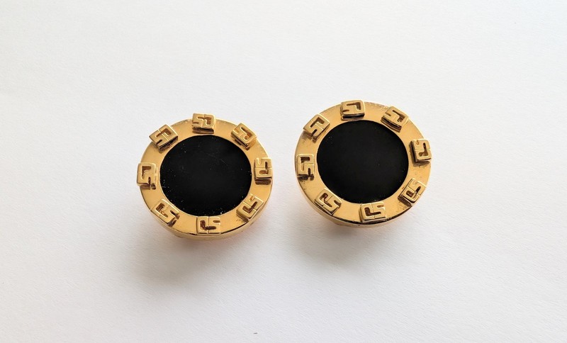 St. John Enamel Logo Vintage Clip On Earrings