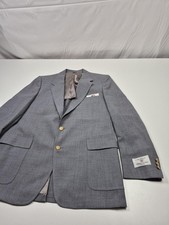 VTG PSC Blazer Mens 48 Long Gray Poly Wool Gold Button Sport Coat USA Jacket