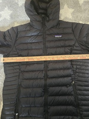 Patagonia Down Sweater Hoody Black Women's Large  Goose Down  Jacket Full-Zip