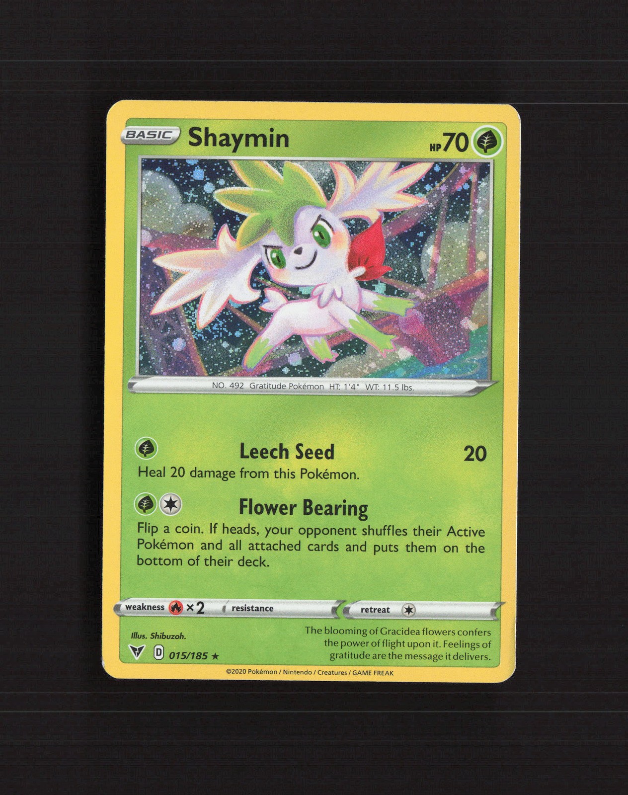 Shaymin 015/185 Vivid Voltage Cosmos Holo Rare SWIRL Pokemon Card DMG