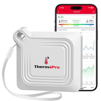 ThermoPro TempPro TP351 Bluetooth Hygrometer 1er Pack, Weiß - Bluetooth Sensor