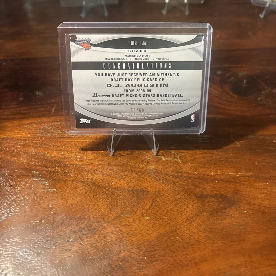 2008-09 Bowman Draft Picks & Stars Blue 50/50 DJ Augustin #DDIR-DJA Rookie RC - Image 2 of 3