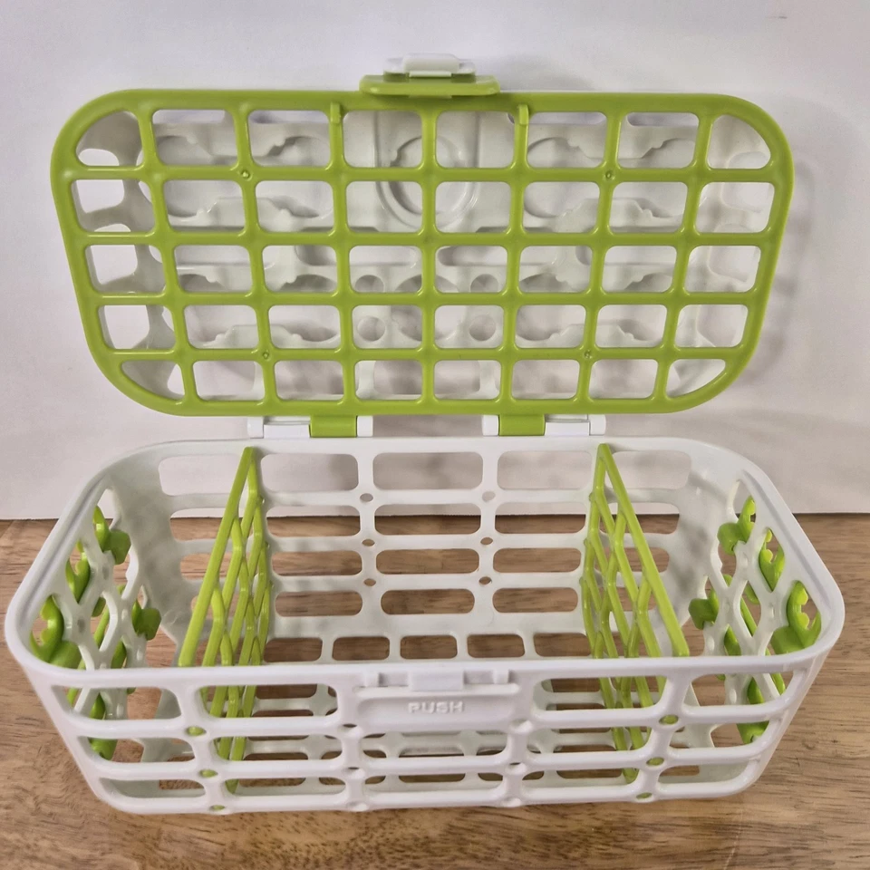 Cesta para lavavajillas Munchkin Deluxe, blanca con adornos verdes Foto 4 de 4