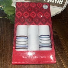 Target Men Multicolor Handkerchiefs 3 Pack  NEW Striped On White 100% Cotton.