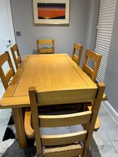 dinner table and 6 chairs wood including 2 carvers