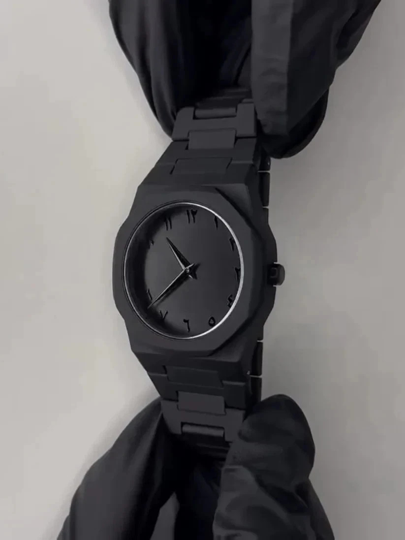 AURA Arabic Numeral Black Watch – Men's Luxury Matte Stainless