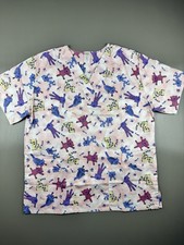 Scrub Station VS Collection Women  s V Neck Scrub Top Size Small Colorful Cats