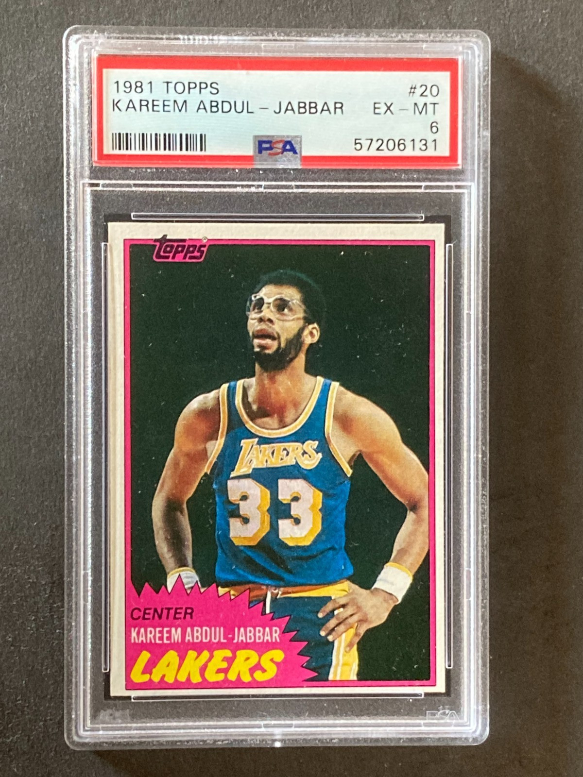 1981 Topps #20 Kareem Abdul-Jabbar Lakers EX-MT PSA 6