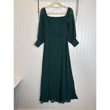 NWT Lulus Feel the Romance Emerald Green Off-the-Shoulder Maxi Dress Wedding XS