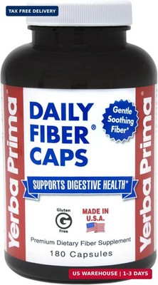Yerba Prima Daily Fiber Caps - 180 Capsules - Soluble & Insoluble Dietary Fiber