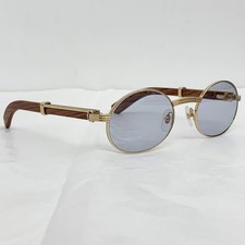Authentic Cartier Sunglasses 53 11 145 Bubinga Wood GP Frames Gold CT0464S 002