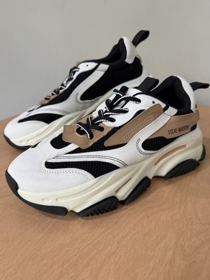 Steve Madden Possession Sneakers | Women's Size 9 | Black White Tan POSS03S1