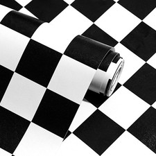 Modern Peel and Stick Wallpaper Black White Mosaic 17.7 x 78.8,